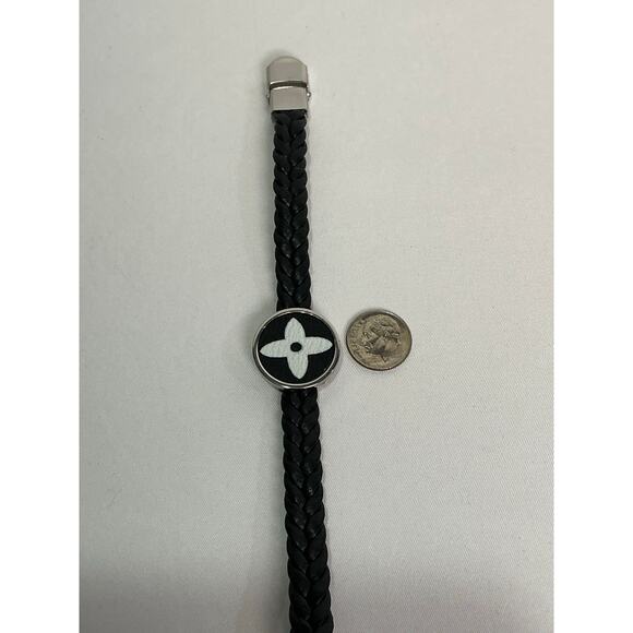 Louis Vuitton White Multicolor Murakami Canvas Adjustable Black Leather Bracelet - Picture 5 of 7